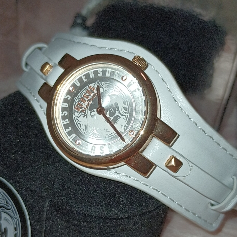 Versus Versace White Leather Strap Watch NWT